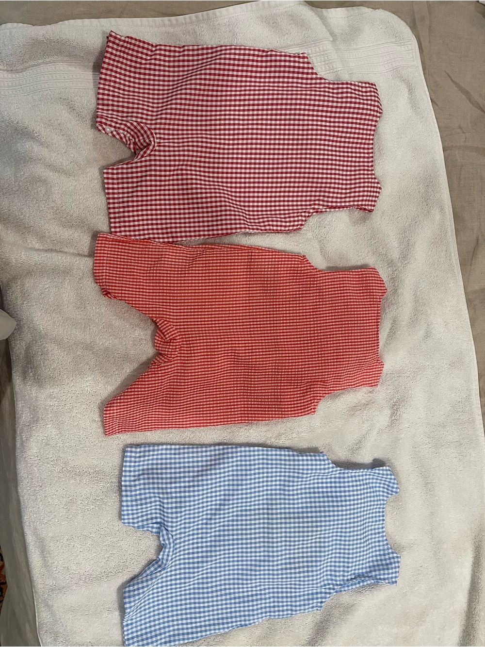 Patriotic Jon Jon for July 4th Blue Gingham Puppy Dog Baby Rompers USA Lot of 3 - Picture 2 of 2